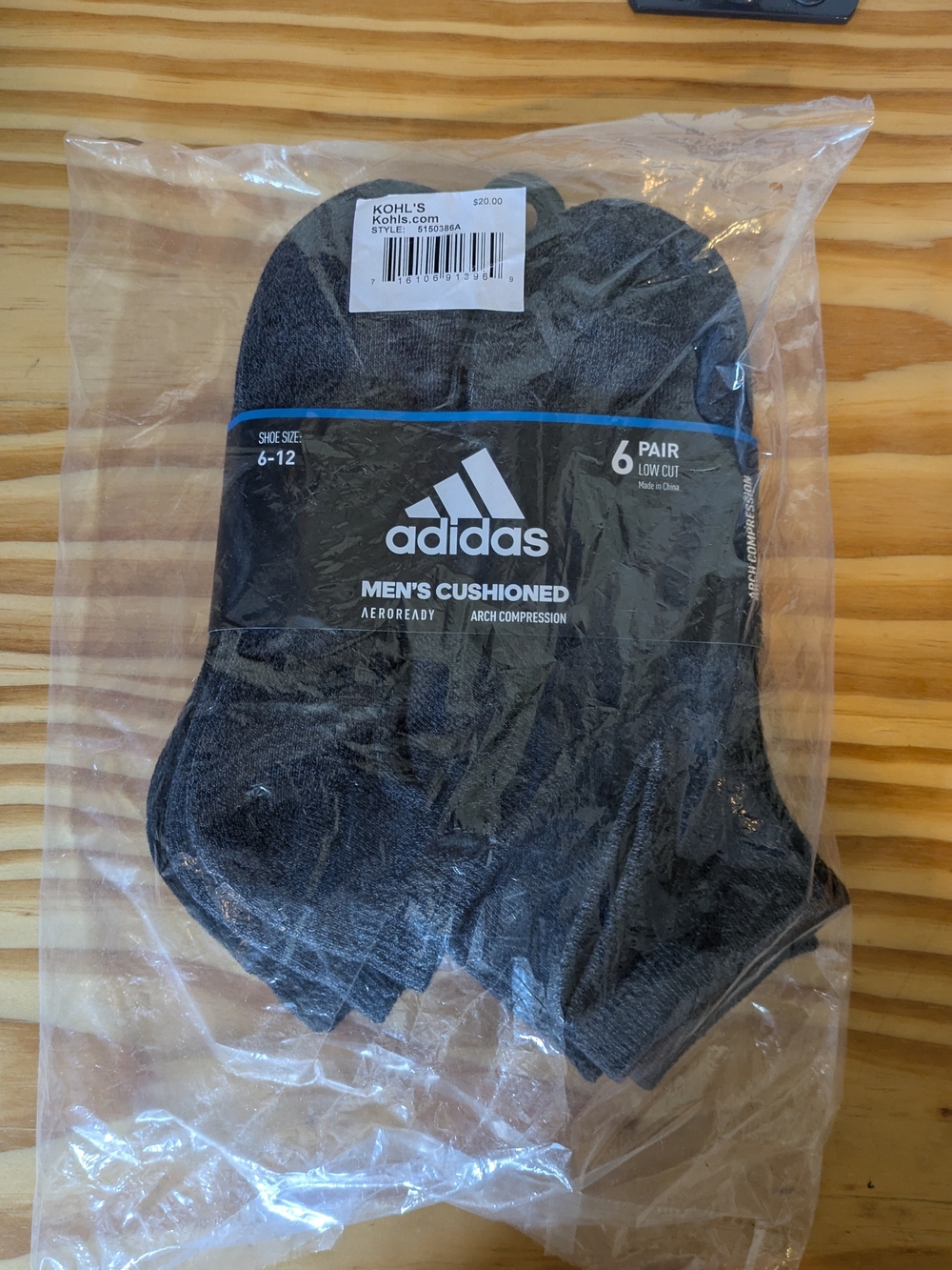adidas Men’s Cushioned Low-Cut Athletic Socks - Black (6 Pack)